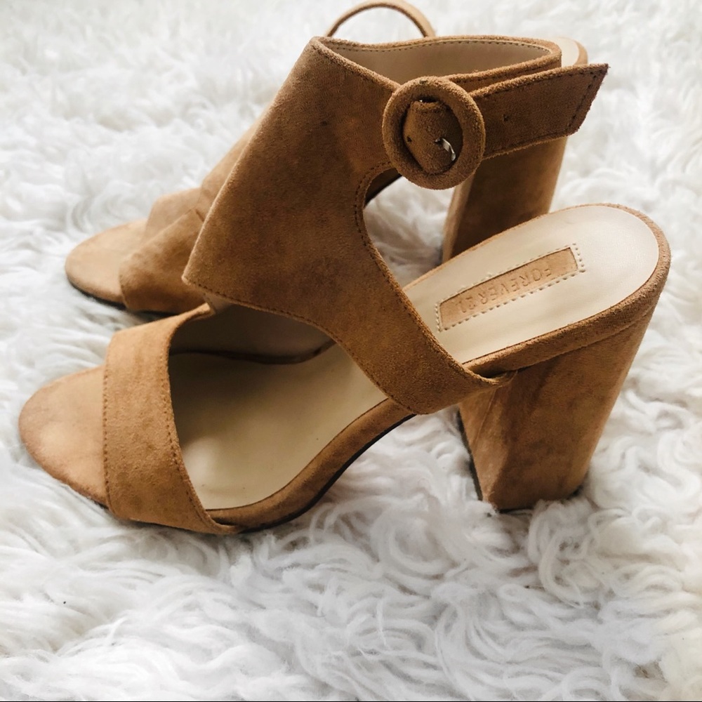 Suede Circle Buckle Heel